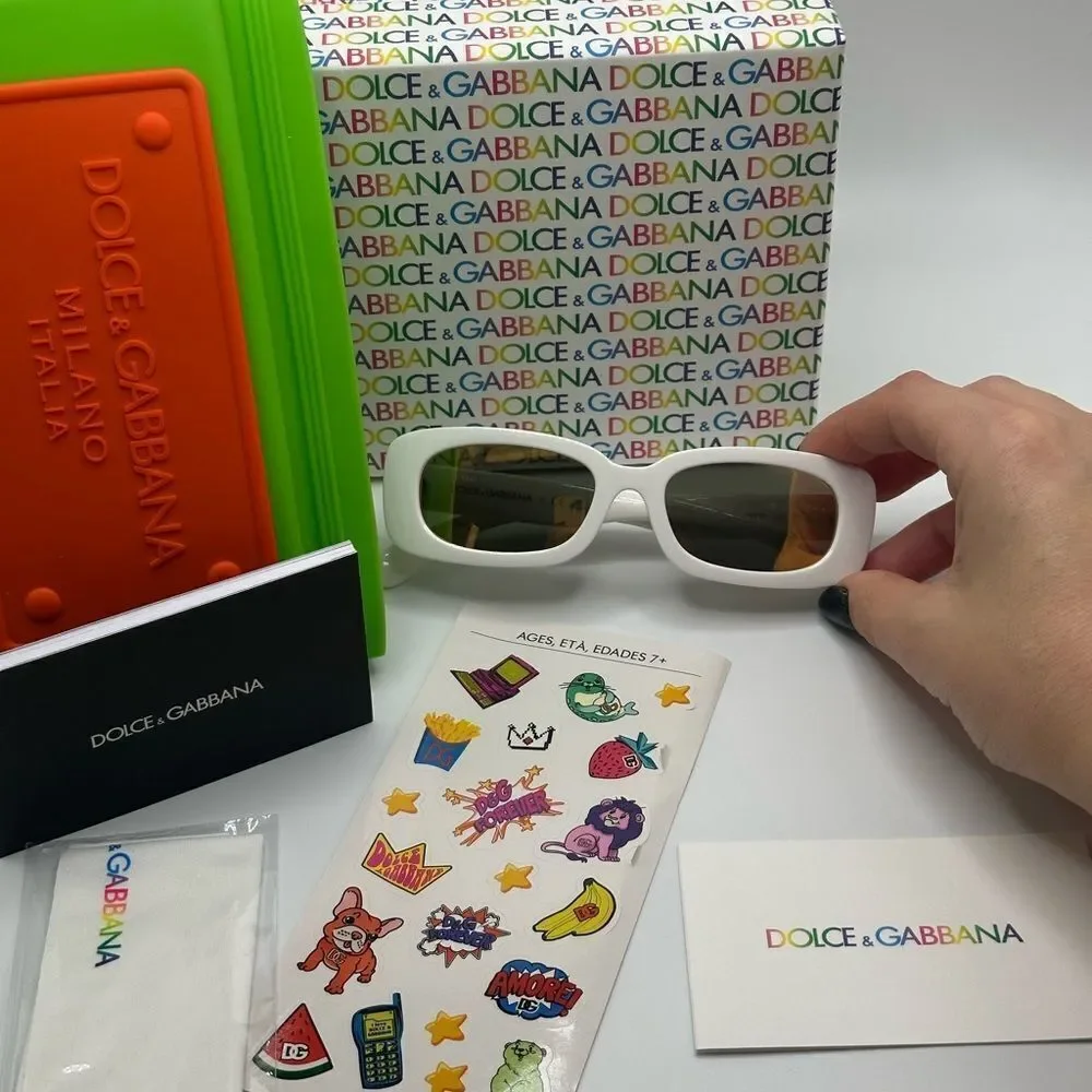 NEW DOLCE&GABBANA KIDS Sunglasses DX6006U 33127P White Brown Mirror Gold